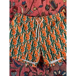 Mr. Remade Shorts Orange Green White Designer Logo Spellout Men's small Luxury
